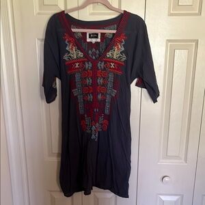 BIYA BY JOHNNY WAS SIZE MEDIUM 
Embellished Red and Gray dress or tunic